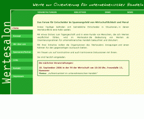 wertesalon.de: WERTESALON
Wertesalon: Das Forum für Wirtschaftsethik - Eine Veranstaltung des dnwe (Deutsches Netzwerk Wirtschaftsethik) Hannover