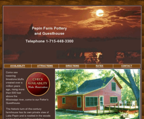 pepinfarmpottery.com: Maiden Rock WI Lodging, near Stockholm, overlooking Lake Pepin
Vacation Cabin located in the Wisconsin along the Great River Road.