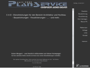 plan-service.com: 3D, Architekturvisualisierung, Visualisierung, Visualisierungen, Fotorealistisch, Perspektive, Bauzeichnung, Dienstleistungen fr Architekten,Planungsabteilungen,Ingenieurbros,Bautrger,... Web-Design, Ochtrup
Plan-Service - Dienstleistungen / Zeichnungserstellung, Bildbearbeitung, Transfer, Plot - Erstellung von Bauzeichnungen, fast alles Rund ums Planen und Bauen - Erstellung und Pflege von Web-Seiten