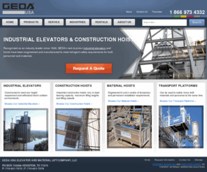 gedausa.com: Construction Elevators, Industrial Elevators and Material Hoists : GEDA USA, LLC
GEDA USA provides industrial elevators, material lifts, and transport platforms for commercial, construction, and industrial use.