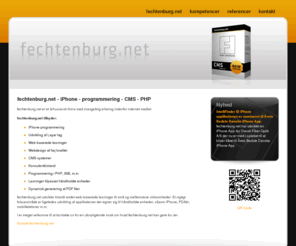 fechtenburg.com: fechtenburg.net - iPhone - programmering - CMS - PHP - fechtenburg.net +45 70 222 969
fechtenburg.net er et rhusiansk firma med mangerig erfaring indenfor internet mediet. fechtenburg.net tilbyder:iPhone programmering Udvikling af Layar lag Web-baserede lsninger Webdesign af hj kvalitet 