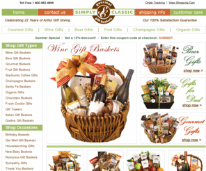 simplyclassicgiftbaskets.com: Wine Gift Baskets and Gourmet Gift Baskets by Simply Classic Gift Baskets
Gourmet Gift Basket makers of Fine Wine Gift Baskets, Beer Gift Baskets, Corporate Gift Baskets, Fruit Gift Baskets and Custom all occasion gift baskets for over 20 years.