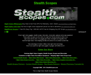 stealthscopes.com: Stealth Scopes | Night Vision Scope Goggles
Discount stealth scopes, night vision technology systems equipment for goggles, scopes and binoculars for sale to buy online.