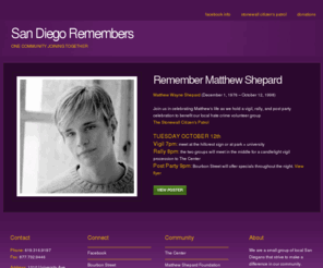 sandiegoremembers.com: San Diego Remembers Matthew Shepard
Site Description Here