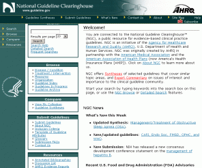 guidelines.gov: 
			NGC - National Guideline Clearinghouse
		
