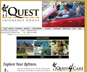 questinsurance.biz: Quest Insurance
Spartanburg Auto, Home, Business, Health and Life Insurance.