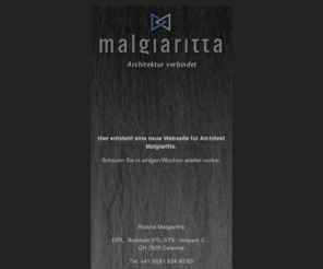 malgiaritta.ch: design4media felix nikles - Webdesign und Webhosting
Professionelle Gesamtleitungen im Bereich Bauplanung, Neubau und Bauerneuerung auf Besteller- oder Anbieterseite sowie örtliche Bauleitung. Übernahme von Mandaten als Bauherrenberater oder Bauherrenvertreter.