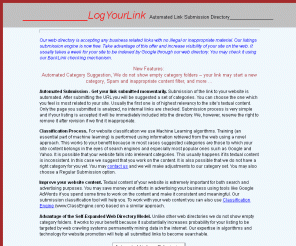 logyourlink.com: Web Directory with Automated Link Submission
Automated Submission Web Directory with Category Suggestion