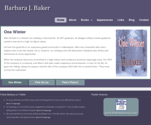 barbarajbaker.com: Barbara J. Baker - BJ Baker - Author
Barbara J Baker is an author who was born, raised, and educated in Indiana. Her current titles include Pete On Ice, Pete Returns and One Winter.