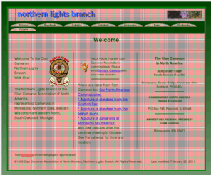 mnclancam.org: Clan Cameron Northern Lights Branch Welcome
The Offical web site of Clan Cameron of 
North America, Northern Lights Branch