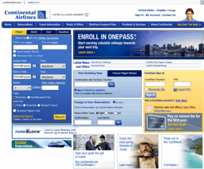 continiental.com: Continental Airlines - Airline Tickets, Vacations Packages, Travel Deals, and Company Information on continental.com
Continental Airline Ticket Reservation, Find all current Continental flight information online, check flight status or book an online airline ticket reservation.