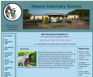 athensvetservice.com: Athens Veterinary Service, Athens, WI
Athens Veterinary Service in Athens, Wisconsin is a multi-specialty veterinarian practice servicing dogs, cats, equines and cattle- small and large animals. 