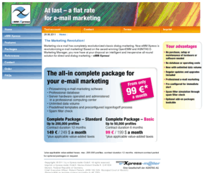 e-xpressmailer.com: Home
eMM-Xpress ist das Komplettpaket für E-Mail-Marketing: Hardware, Software, Datenbank, Administration und Versandvolumen.