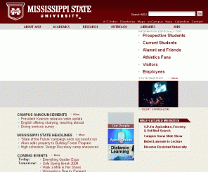 msstate.edu: Mississippi State University
A land-grant university offering degrees through the doctoral level, Mississippi State University is the largest university in the state.