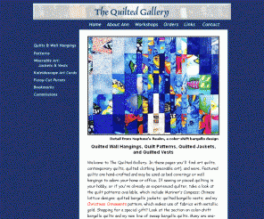 quiltedgallery.com: The Quilted Gallery: Quilts, Quilt Patterns, Quilted Jackets and Vests
Contemporary quilts and wall hangings, wearable art, and quilt patterns from an award-winning quilt artist and teacher.