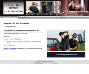 callbailbondsmd.com: Bail Bondsman Bethesda, MD - 1 Call Bail Bonds
1 Call Bail Bonds offers bail bondsman services to Bethesda, MD and beyond. Appeals, misdemeanors, surety, and more. Collect calls accepted. 443-790-9794