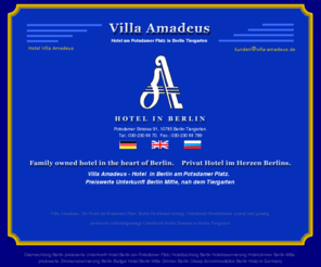 villa-amadeus.de: Villa Amadeus Berlin, Hotel am Potsdamer Platz Berlin Hotelreservierung Unterkunft Berlin Hotelbuchung Zimmer Reservierung preiswerte Hotelzimmer
Villa Amadeus Berlin Mitte, Hotel am Potsdamer Platz Berlin Hotelreservierung Unterkunft Berlin Hotelbuchung Zimmer Reservierung preiswerte Hotelzimmer