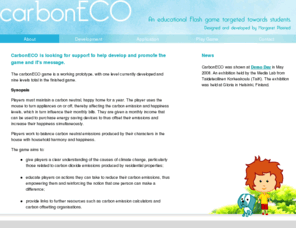 carbonecogame.net: carbonECO game
CarbonECO is an educational Flash game targeted towards students. Concept, design and development by Margaret Plaisted.