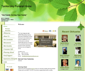 tankersleyfuneralhome.com: Tankersley Funeral Home : Stamford, Texas (TX)
Tankersley Funeral Home : 