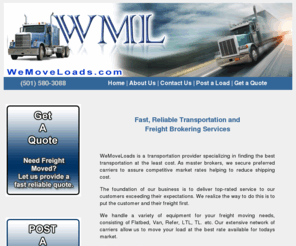 wemoveloads.com: We Move Loads Freight Broker and transportation Services
Let we move loads be your number one source for your freight brokering and transportation needs..