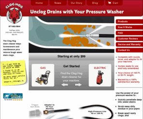 clog-hog.com: Pressure Washer Sewer Jetters | The Clog Hog Drain Cleaner Removes Tough Clogs
The Clog Hog drain cleaner is a pressure washer sewer jetter 
attachment that scrubs dirty drains and removes tough clogs.