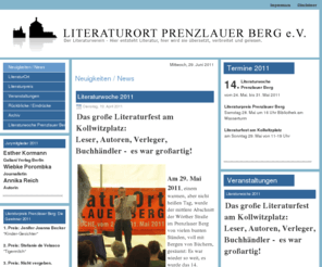 literaturortprenzlauerberg.de: LiteraturOrt Prenzlauer Berg e.V. - Neuigkeiten / News
Der Literaturverein - Hier entsteht Literatur, hier wird sie übersetzt, verbreitet und gelesen.