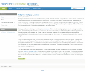 subprimemortgagelenders.org: Subprime Mortgage Lenders | Home
Subprime Mortgage Lenders