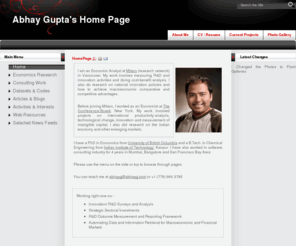 abhayg.com: Welcome to Abhay Gupta's Home Page
Abhay Gupta's Home Page. This site contains information about Abhay Gupta, Economist at Mitacs, Vancouver.