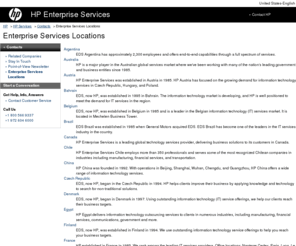 eds.co.uk: Enterprise Services Locations: Country Office Contact Information | HP Services
EDS, now HP Enterprise Services, is in every continent. Find an HP Enterprise Services office location and contact information near you or for specific countries.