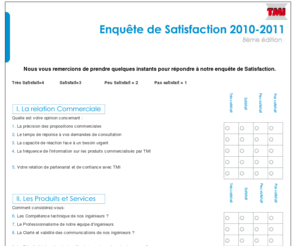 satisfaction-tmi.com: Enquête de Satisfaction 2010-2011  8éme édition
