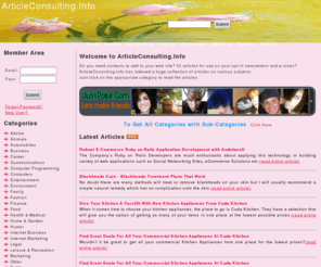 articleconsulting.info: Article Consulting, free article submission: ArticleConsulting.Info
ArticleConsulting.Info is a free and latest content search engine and article directory. Free article Article Consulting, new articles, article writers, article writing, publishing, article authors, latest, directories, link building,articles directory, free article directory, search free content, author submissions, free content