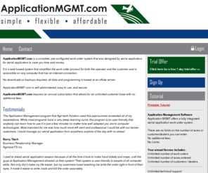 applicationmgmt.com: ApplicationMGMT.com - serving aerial applicators
ApplicationMGMT.com is a complete, pre-configured work order system that was design by aerial applicators for aerial applicators to save you time and money.