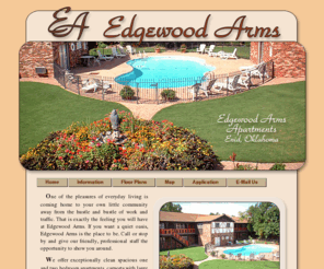 edgewoodarmsapt.com: Welcome to Edgewood Arms
Edgewood Arms Apartments in Enid, Oklahoma. Comfortable, affordable apartments for rent in a great location in Enid. Location and amenities set Edgewood Arms Apartments apart!