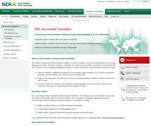 languageweaver.com: Real-Time Automated Translation Solutions - Machine Translation from SDL
SDL Language Technologies delivers trusted automated translation solutions to enable companies to communicate globally, and empowers them to extend the reach of their products.