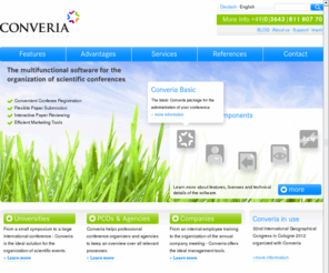 converia.net: Converia - the Online Conference & Event Management Software | Internet Event Software Program Conference   Symposium Registration Paper Submission Reviewing Online Payment
Converia - the multifunctional software for the organization of scientific conferences | Internet Software Program Conference Event Congress Symposium Registration Paper Submission Reviewing Online Payment