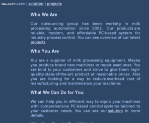 relcot.com: Reliable Control of Milk Processing - Pasteurizers, CIP systems, Fermentation Tanks
We produce reliable control systems for milk-processing equipment: pasteurizers, CIP systems, fermentation tanks, coagulators, receptions