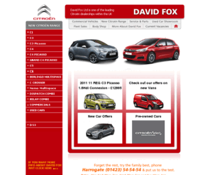 david-fox.co.uk: David Fox - Citroen, dealer, cars, motors, used, vans, Harrogate, Yorkshire
David Fox - a family-run business and major Citroen dealership in Harrogate North Yorkshire offering the complete package for new and quality used vehicles