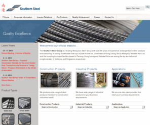 southsteel.com: Southern Steel Berhad - Steel Wire Rod, Coated Pipe, Deformed Bar Manufacturer
Southern Steel is a producer of a wide range of steel products including steel bar, steel wire rod, steel pipe, Deformed Bar, coated pipe and PC Wire.  