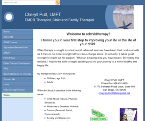 sdchildtherapy.com: Counseling Psychotherapy for San Diego children with anxiety depression PTSD and abuse
Counseling and psychotherapy for San Diego, CA children and families dealing with trauma, abuse, PTSD, anxiety, and depression.