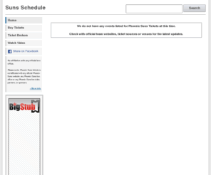 sunsschedule.net: Suns Schedule | 2011 Phoenix Suns Tickets
Phoenix Suns consumer guide and current Phoenix Suns Schedule for 2011. We help fans find the best tickets for every game on the 2011 Phoenix Suns schedule.