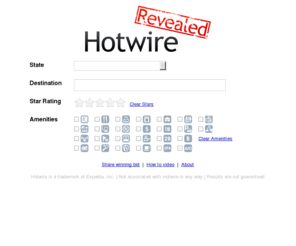 hotwirerevealed.com: Hotwire Revealed
Hotwire revealed is a tool that can be used identify and reveal hotwire hotels