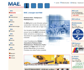 mae-richten.com: MAE Goetzen
Maschinenbau, MAE Goetzen, Richtmaschinen, Richtpressen, Richten, Richttechnik, Richtanlagen, Sondermaschinenbau, Maschinenbau, hydraulische Pressen