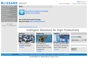 schrauben.info: Bossard Group - Fasteners, Engineering, Logistics, C-Part management
The provision of fastening elements is a service which customers really appreciate. Competent technical advice on design and assembly (Engineering) and a polished optimisation procedure (Logistics) round off this full service package to provide a unique service in the world of fastening technology.