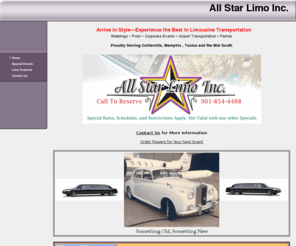 allstarlimoinc.biz: Tennessee Limousine Service Collierville Memphis Tunica TN
ROCS professional chauffeured limousine transportation for when you need to get there in style! Collierville, Memphis , Tunica & Mid South TN