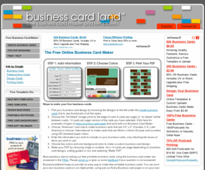 businesscardland.com: The Free Online Business Card Maker
free business cards, Free Business Card Maker, Free Business Card Templates, and Free Gift Tag Maker.  Easy way to make free printable business cards that work with Avery and other brand pre-cut business card papers. After you have designed your cards, you can create a PDF file to print, save, or take to a printshop to have duplicated.