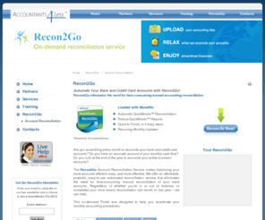 recon2go.com: Recon2Go
Accountants-4-Less is a team of experts that can take care of all your financial management needs including bookkeeping, legal billing, financial analysis, financial statement for managerial review, budgetary analysis, tax return preparation, business consulting, management advisory, computer consulting and host of other services.