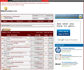 whoisfree.com: Domain Names - WebDeveloper.com
Discussion of various issues involving domain names.
