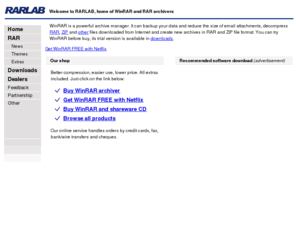 rarsoft.com: WinRAR archiver, a powerful tool to process RAR and ZIP files
WinRAR provides the full RAR and ZIP file support, can decompress CAB, GZIP, ACE and other archive formats