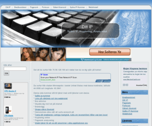 dittip.se: Ditt IP
Spåra IP, Googlemaps, Pagerank, Kartor, Bredbandstest verktyg, programmering, kryptering, portscan, lösenord