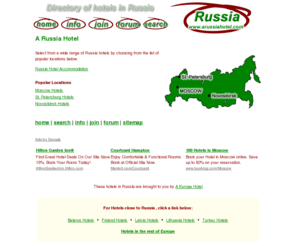 arussiahotel.com: A Russia Hotel - Russia's leading online hotel directory
A Russia Hotel is the premier hotel accommodation directory for hotels in Russia